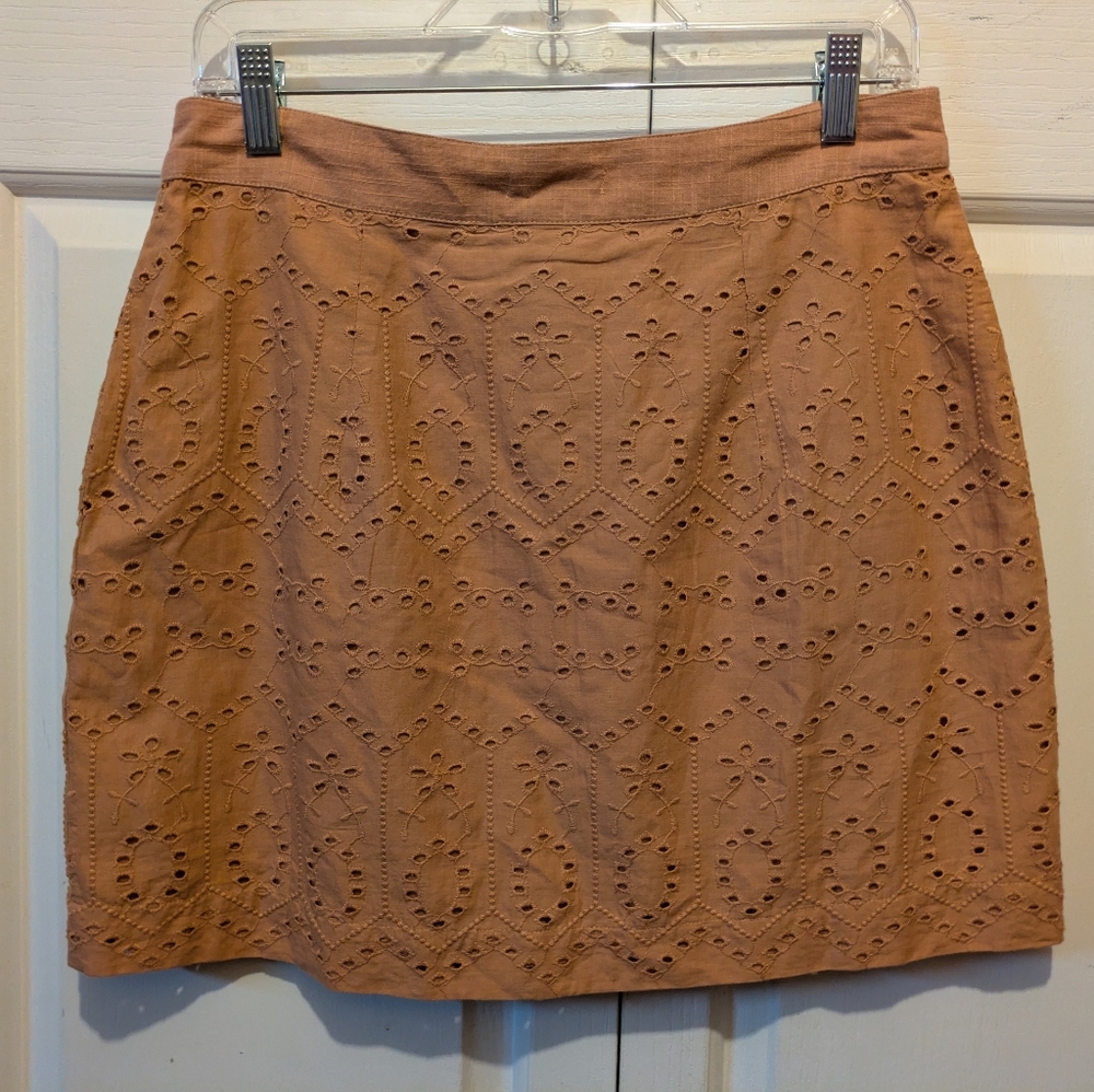 Avec les Filles Eyelet Mini Skirt with Pockets in Apricot size 8 New with Tags! - Picture 5 of 10